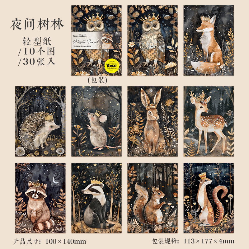Night Forest Series Retro Material Book 6 Styles 30 sheets