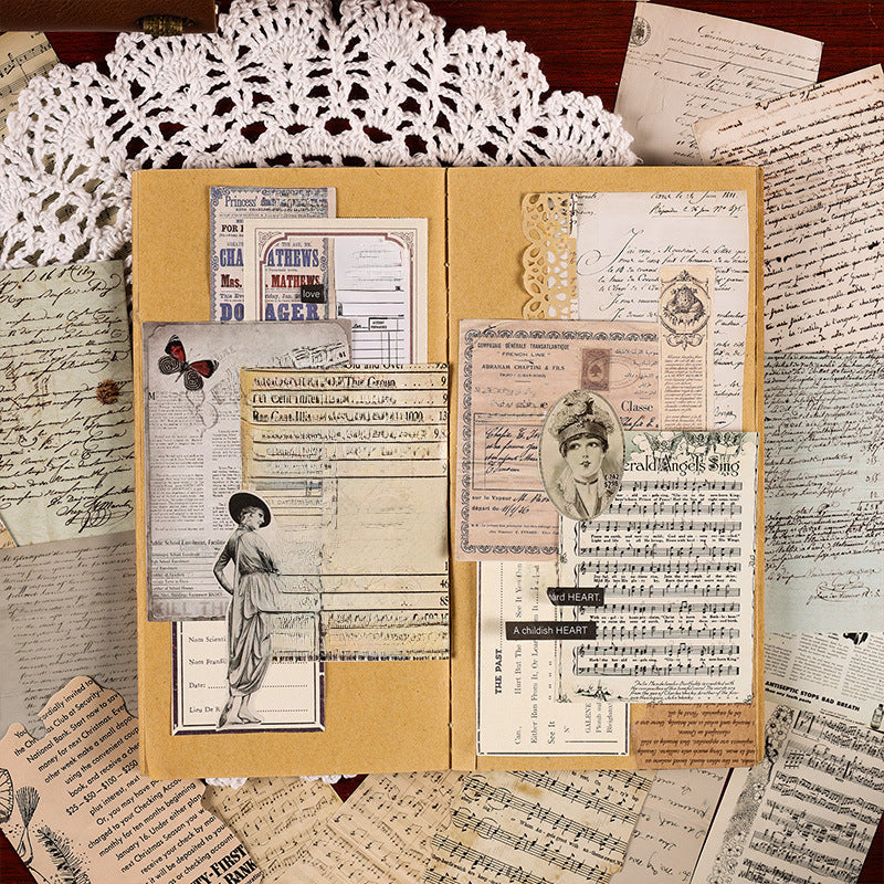 Retro Text Journal Material Stickers - English Background, 3 Options - ViktaShop