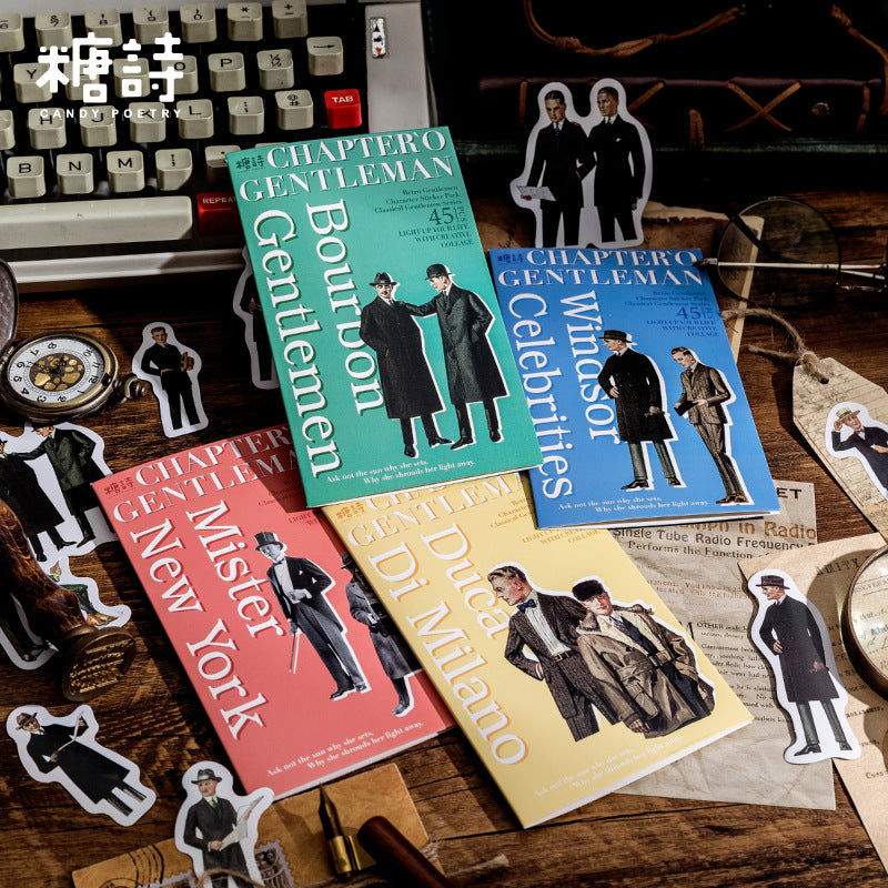 Sugar Poem Retro Gentleman Era Sticker Pack, 4 Pcs - ViktaShop