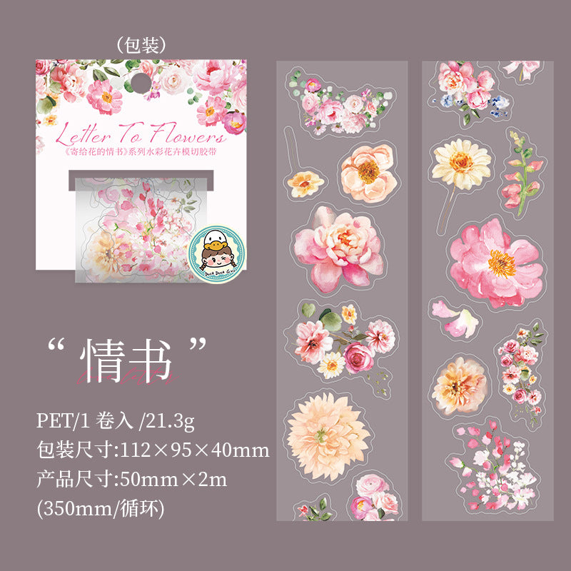 Flowers Love Letter Series Fog PET Tape, 2m - ViktaShop