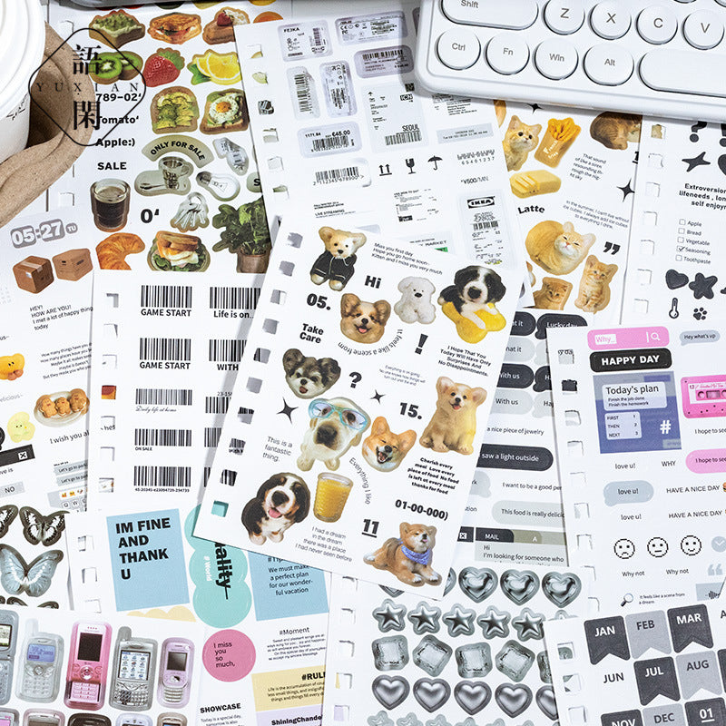 Sticker Book – Cut Film Stickers for DIY Journals & Collage, 60 Pcs