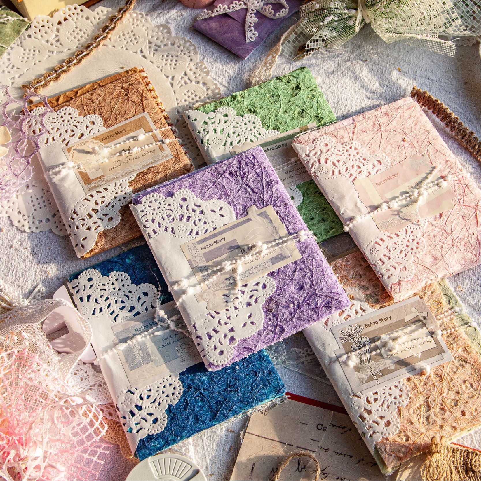 Retro Story Cloud Silk Scrapbooking Paper – Hollow Mesh Specialty Set - ViktaShop