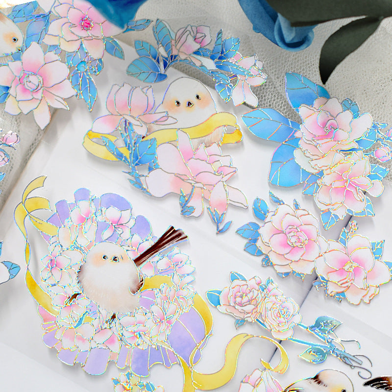 Cute Animal PET Journal Tape Set - Floral & Hemp Stickers, 2m - ViktaShop