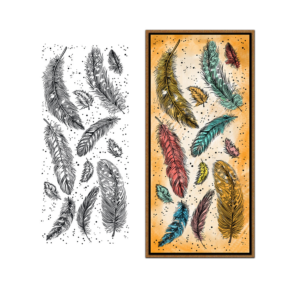 Silicone Transparent Seal, Feather Design for DIY Decoration - ViktaShop