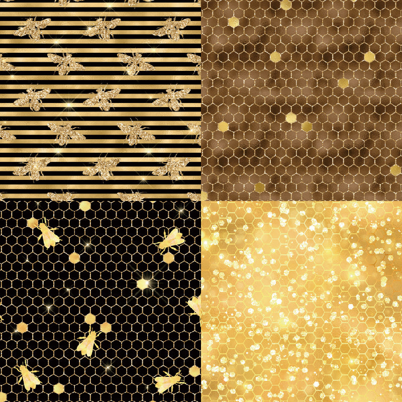 Golden Hive Background Paper – Single-Sided, 24 Sheets - ViktaShop
