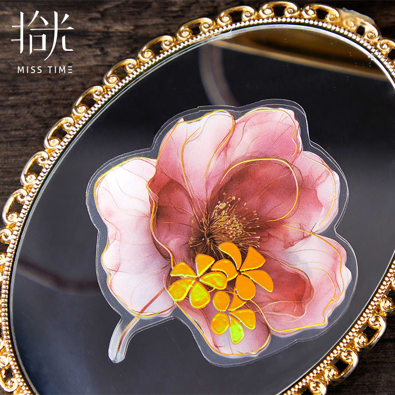 Light magic fog flower  PET bronzing stickers  20 psc