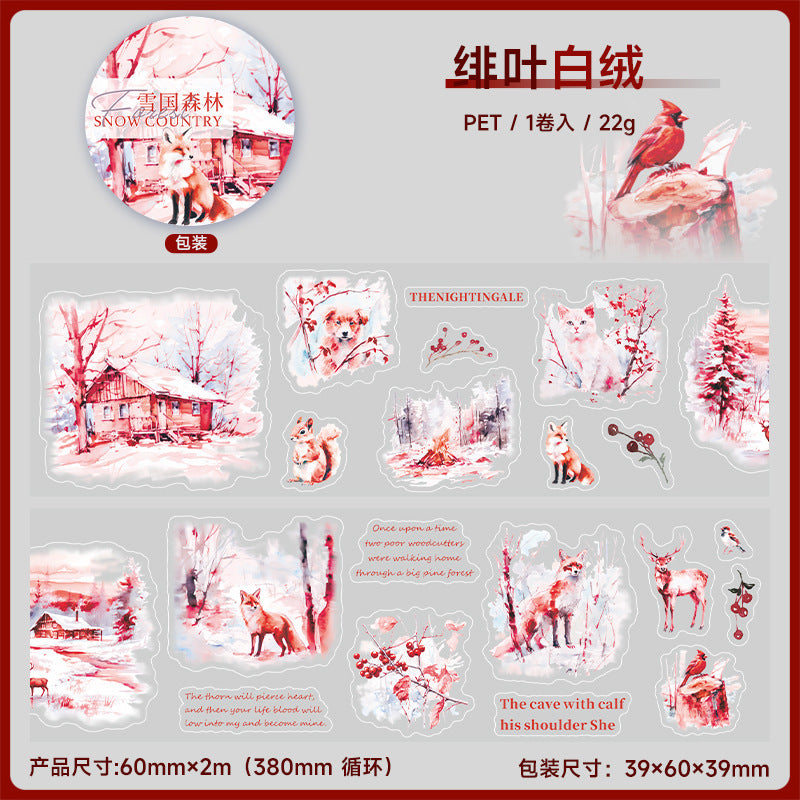 Snow Country Forest Series – PET Tape, Winter Landscape, 2m - ViktaShop
