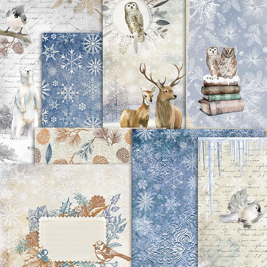 Snow And Ice Pattern Background Paper - 8 Sheets - ViktaShop