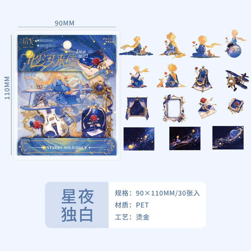 PET Prince Sticker Pack – Galaxy Letter & Landscape Style, 30 Pcs - ViktaShop