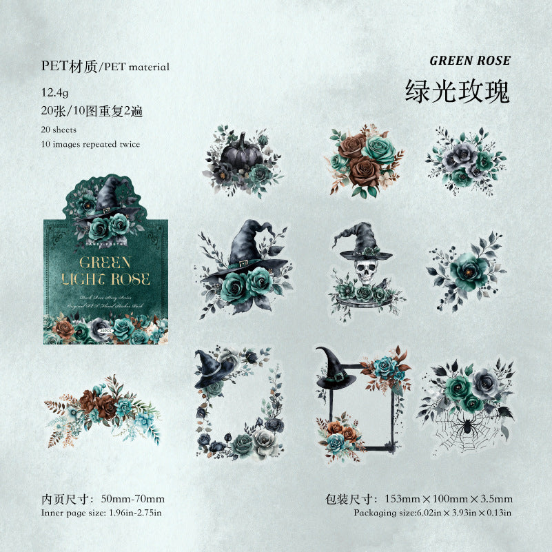 PET White Ink Sticker Pack – Dark Rose, 20 Sheets - ViktaShop