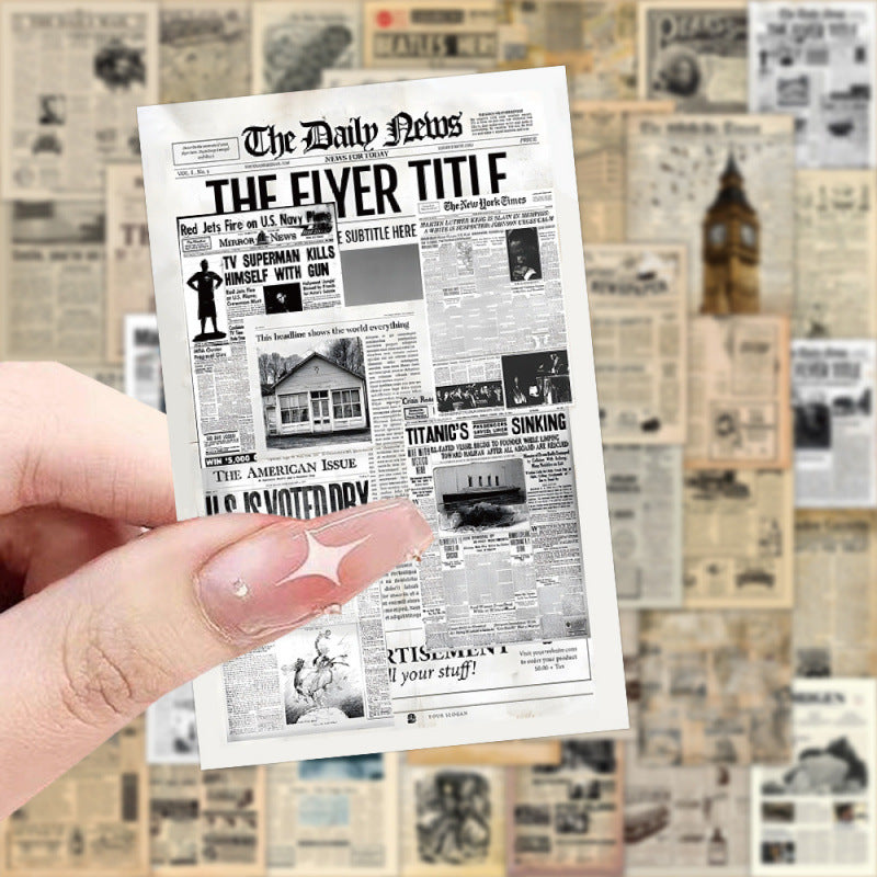 Retro Sheepskin Newspaper Stickers – British Nostalgia, 6 Options - ViktaShop