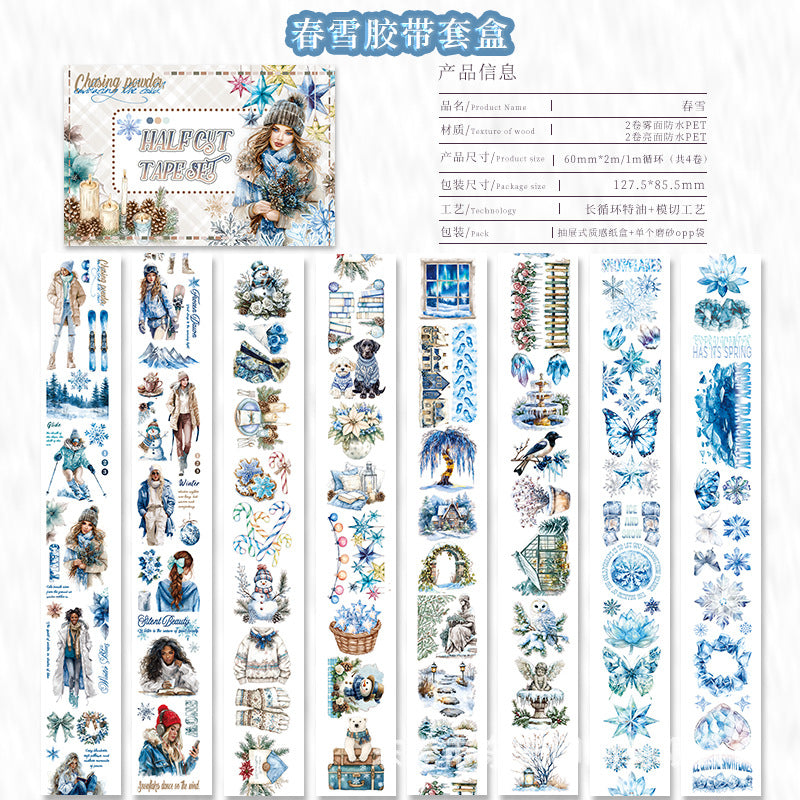 European & American Character PET Tape Box – Die-Cut Sticker Set - ViktaShop