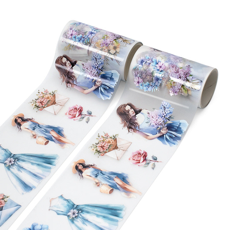 PET Journal Tape – Flower Material & Retro Character - 2m - ViktaShop