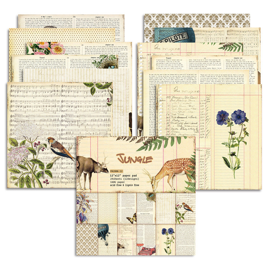 Jungle Pattern Background Paper - 24 Sheets - ViktaShop