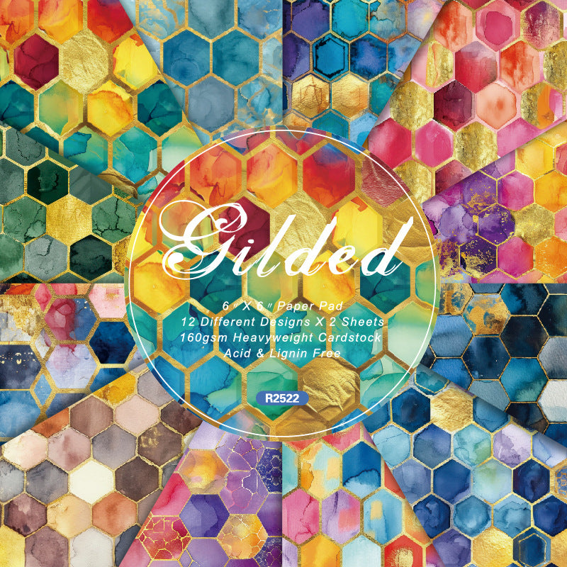 Gilded Background Paper Single-Sided for Journals, Scrapbooks & Cards, 24 Sheets - ViktaShop