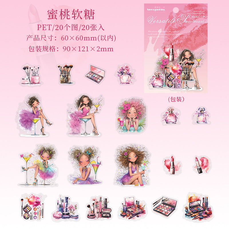 Girls Beauty Theme Pet Stickers  4 Styles 20psc