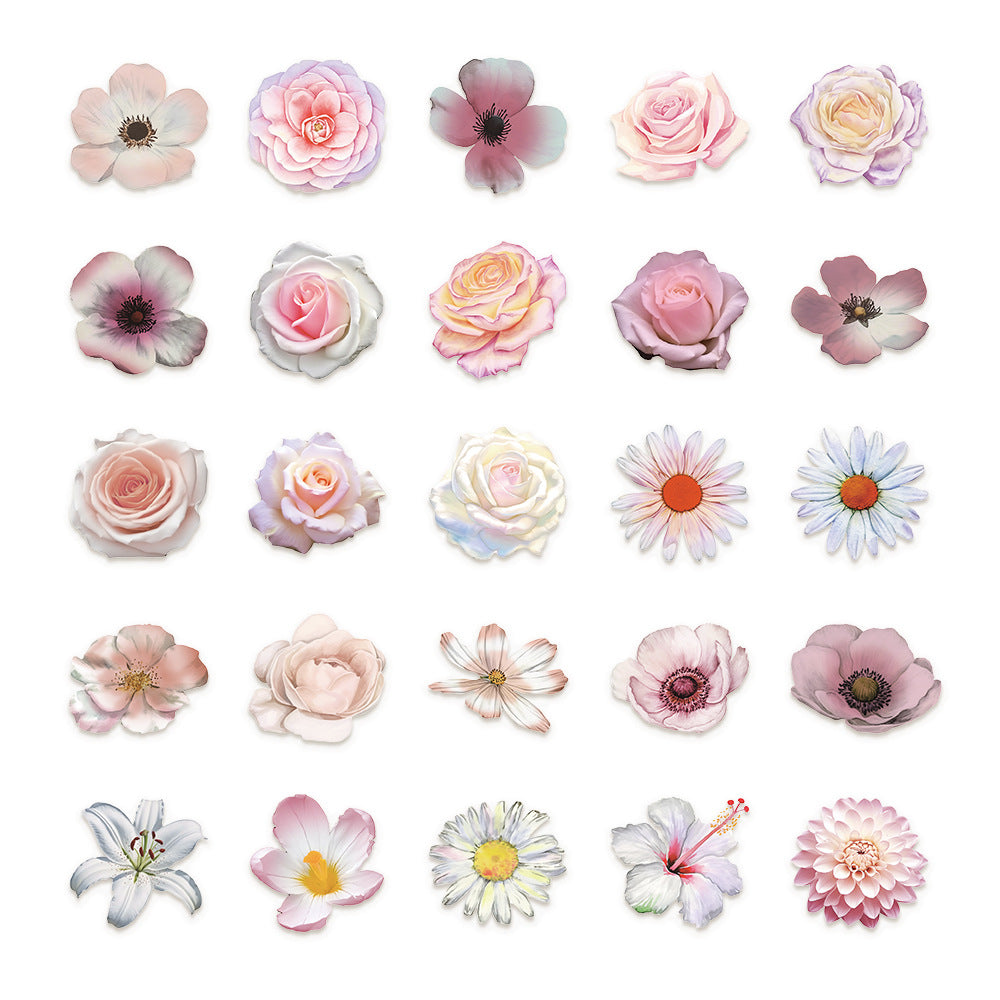 Pink Flower Stickers 50 psc