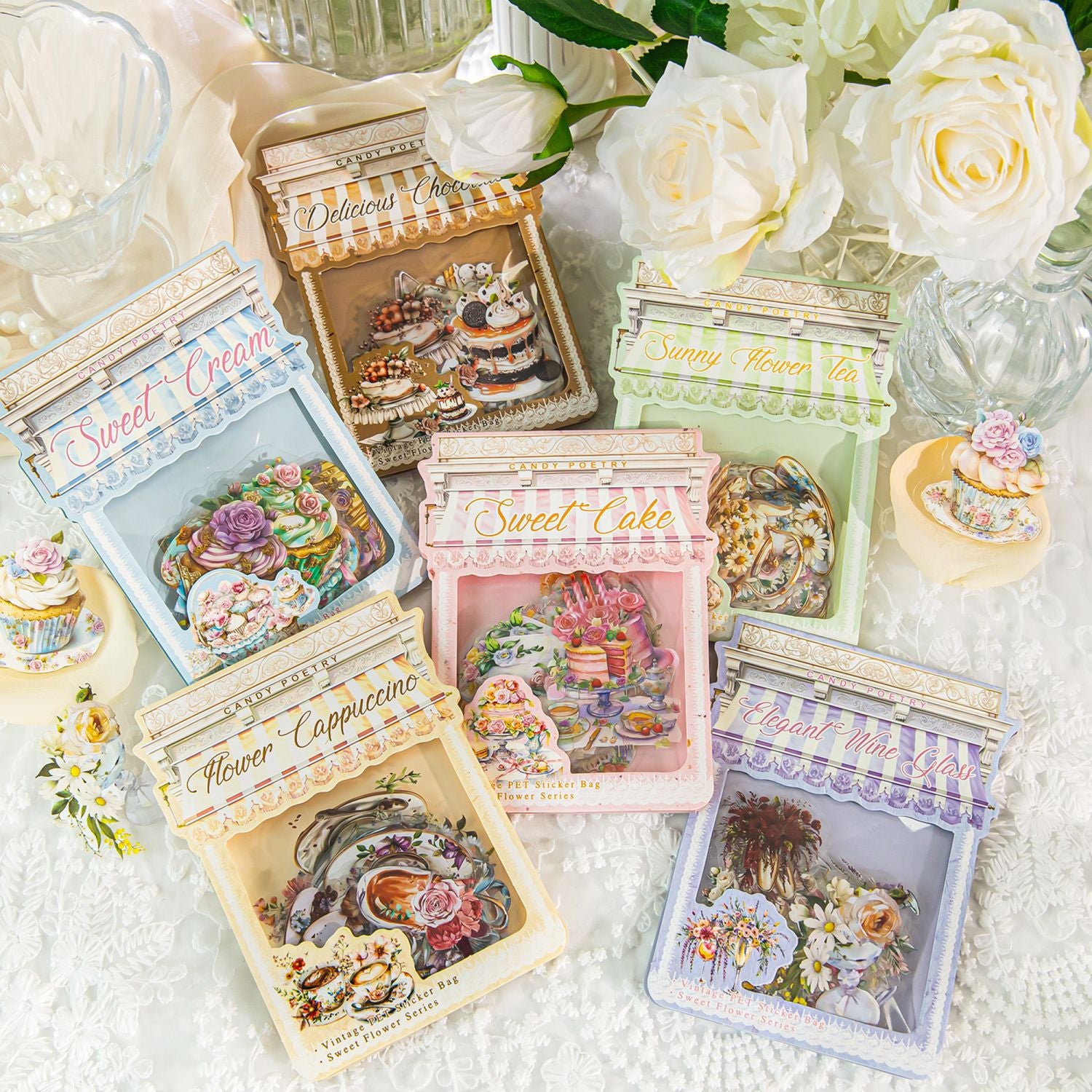 Sugar Poem PET Stickers - Sweet Flower Series, 6 Options - ViktaShop