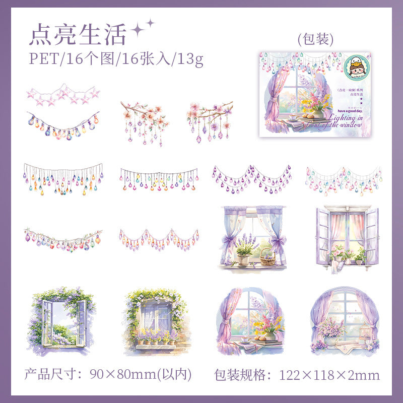 Double White Ink PET Sticker Pack - Window Frame Lighting, 6 Options - ViktaShop