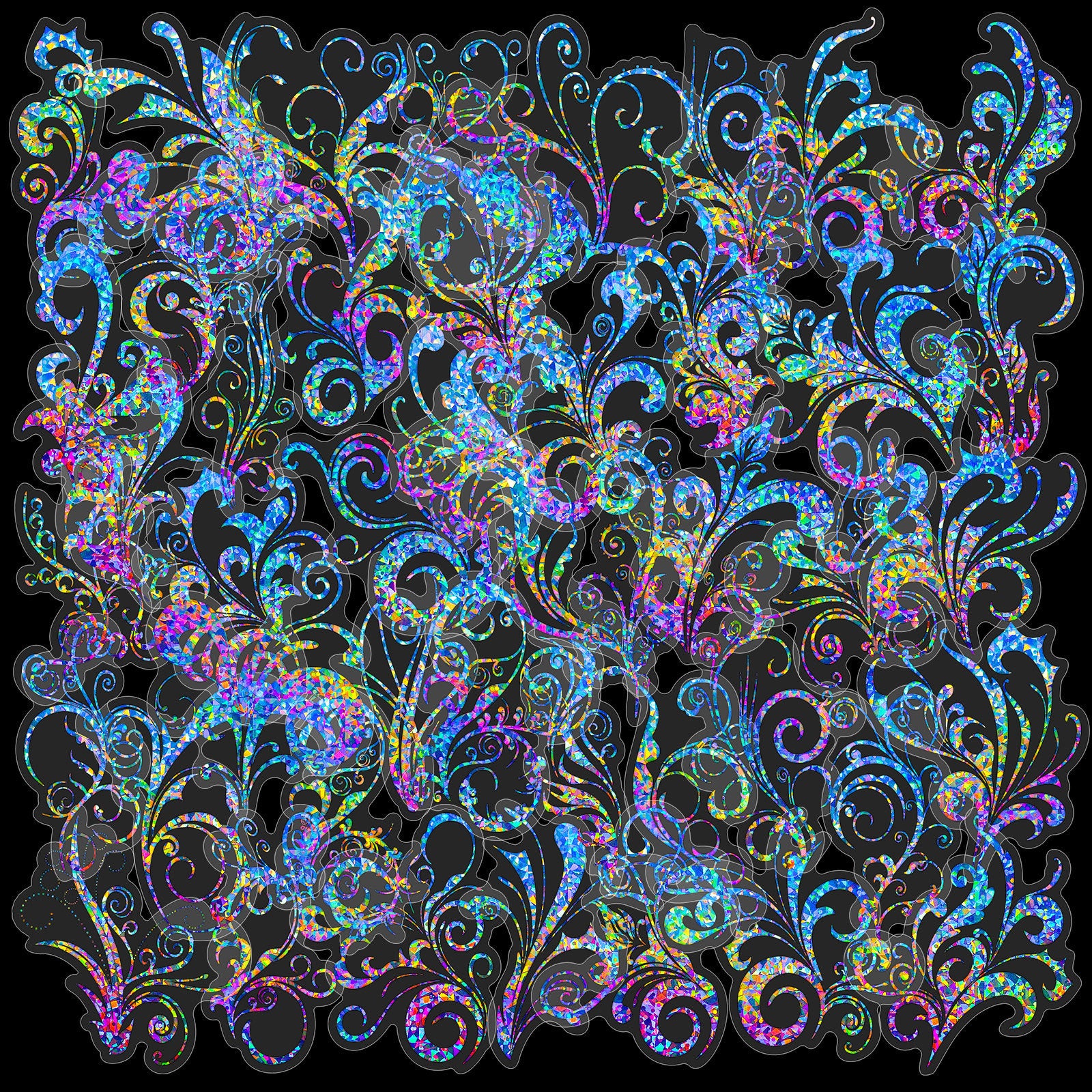 Transparent Laser Tattoo Stickers – Antique Series PET Holographic, 50 Pcs - ViktaShop