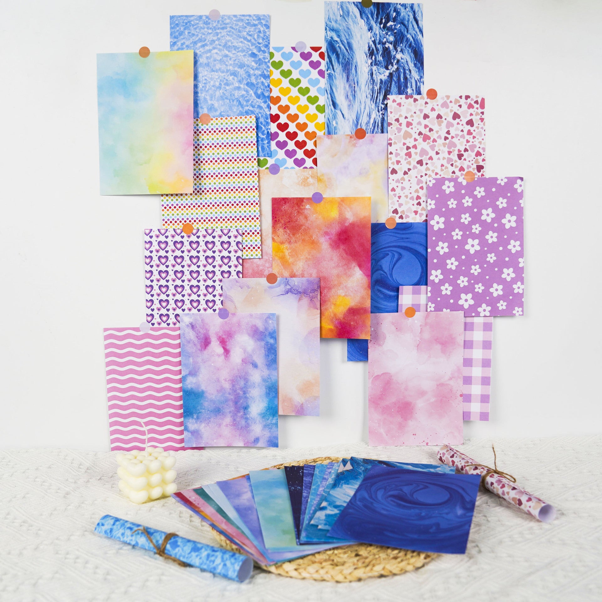 Ocean, Rainbow, Floral & More Material Paper Set, 6 Options - ViktaShop