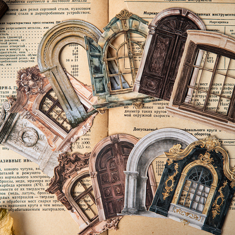 Hard Card Stickers – Classical Manor Series Retro Door & Window, 4 Options - ViktaShop