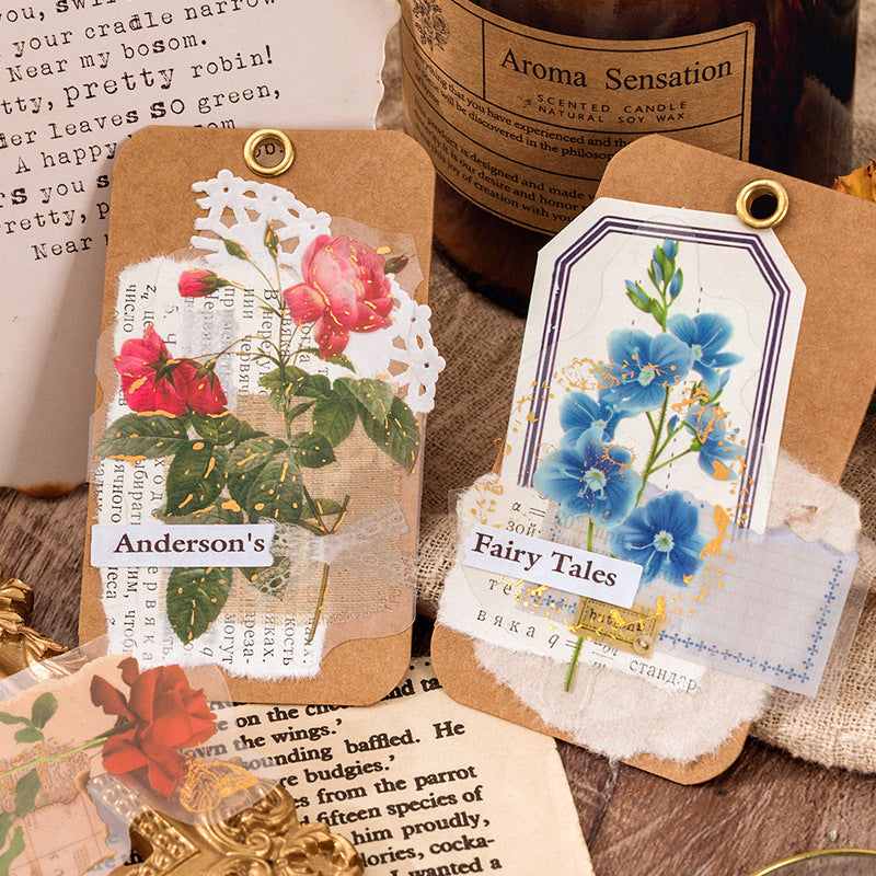 Bronzing PET Flowers Stickers for Scrapbooking - ViktaShop