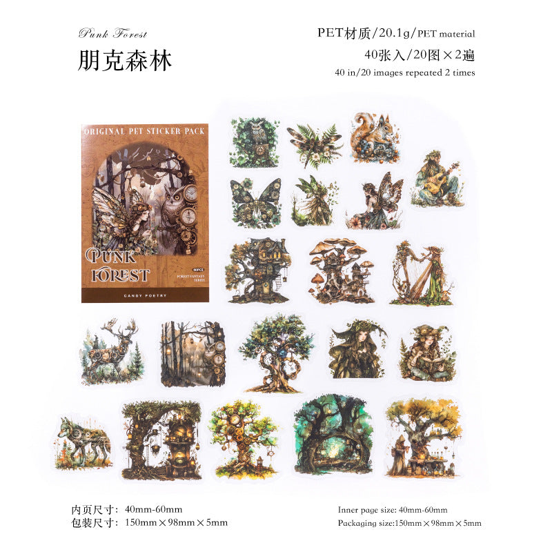 Sugar Poetry PET Sticker Pack – Forest Fantasy Series, 40 Pcs - ViktaShop