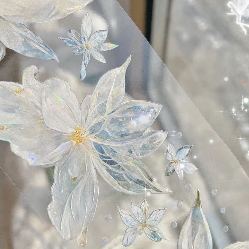 Ice Heart Silk Light PET Tape - Ancient Style Flower Sticker - ViktaShop