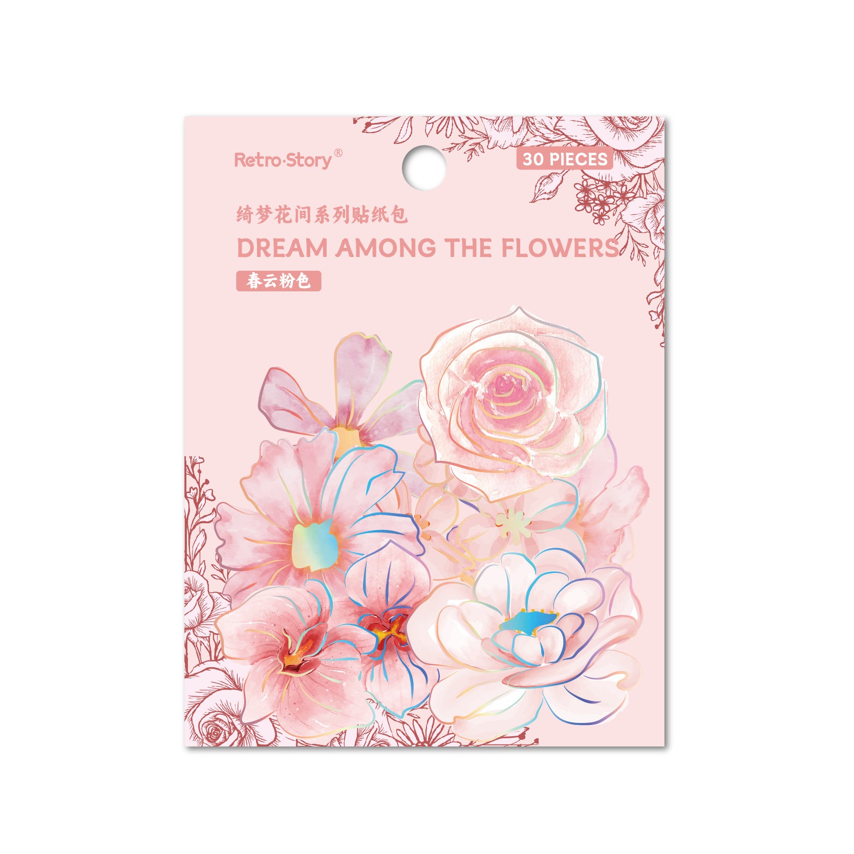 Flower Theme PET Sticker Pack – Dream in Blossom, 30 Pcs - ViktaShop