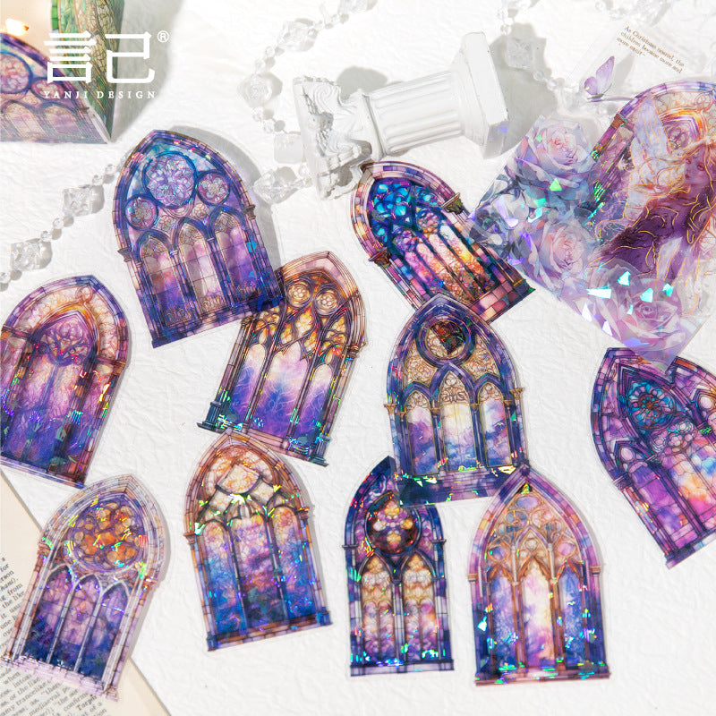 Colorful Glass Window – PET Sticker Pack, 6 Designs, 20 Pcs - ViktaShop