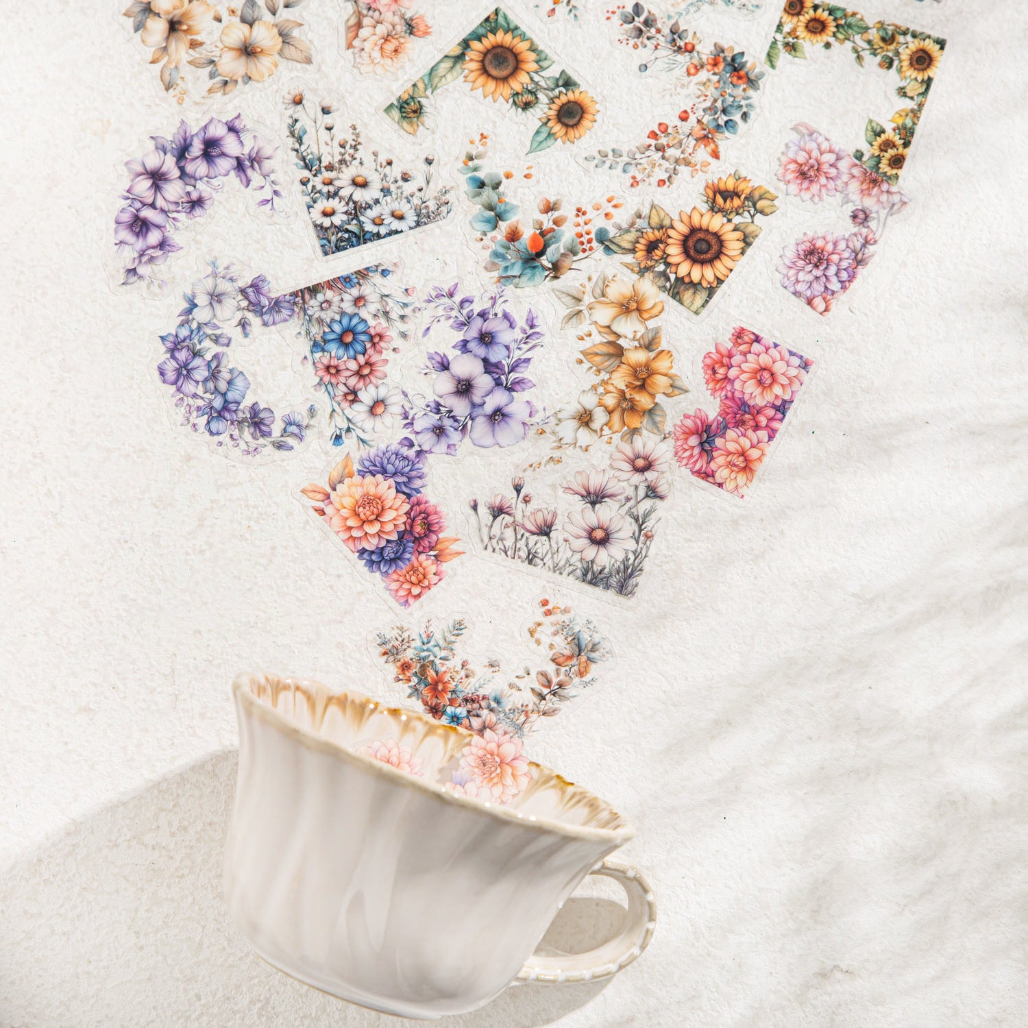 PET Sticker - Flower Edge Series, 20 Pcs - ViktaShop