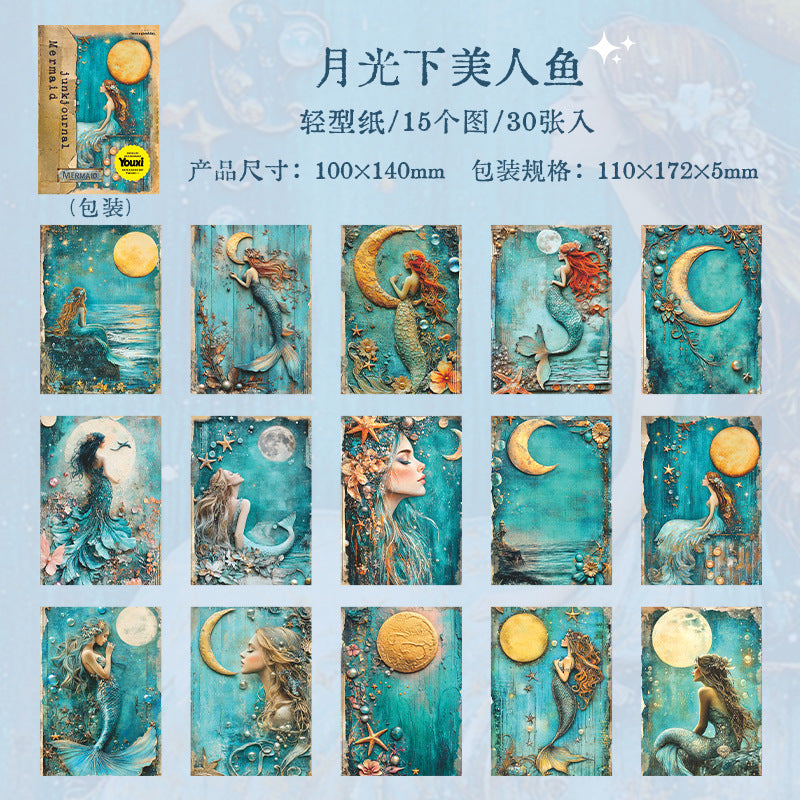 Beautiful Day Mermaid Diary Series Retro  Material Paper  6 Styles