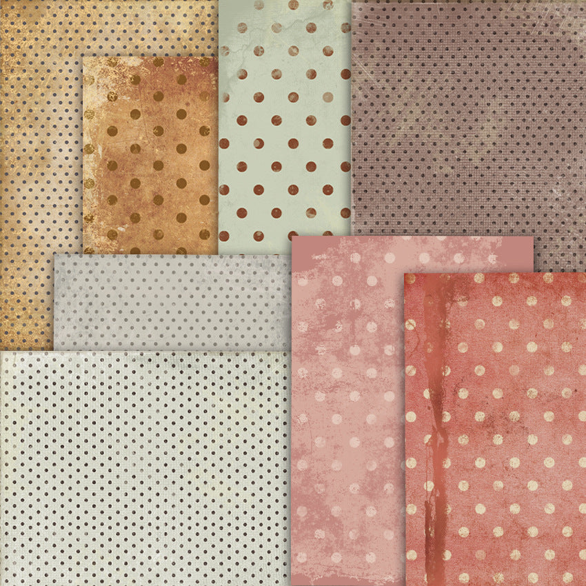 Vintage Dots DIY Scrapbook & Journal A5 Pattern Paper - Card Background Paper - 8 sheets - ViktaShop