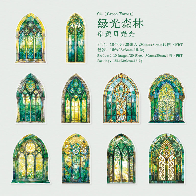 Colorful Glass Window – PET Sticker Pack, 6 Designs, 20 Pcs - ViktaShop