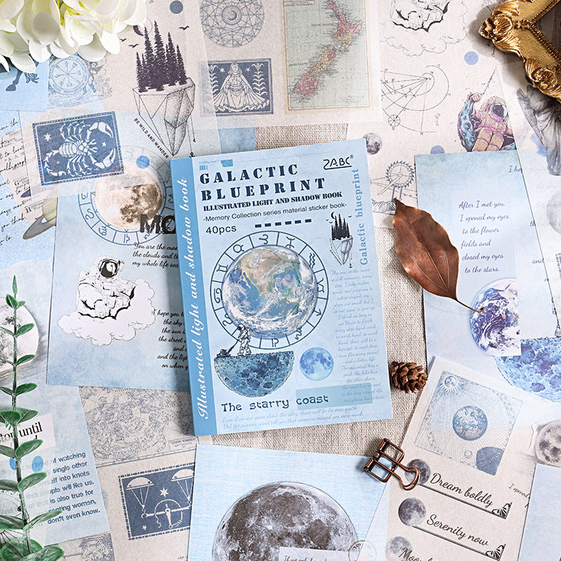 Light and Shadow Retro Sticker Book - Thin DIY Diary Decoration, 4 Options - ViktaShop