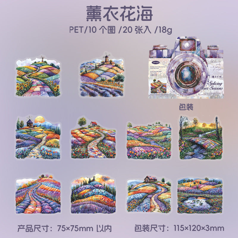 Four Seasons Series Splicing Landscaping Large Size Pet Sticker Pack 20 Psc