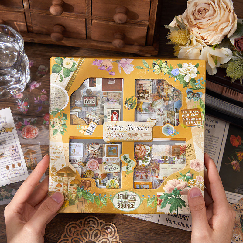 Retro Estate PET Sticker Gift Box – Floral & Plant Theme - ViktaShop