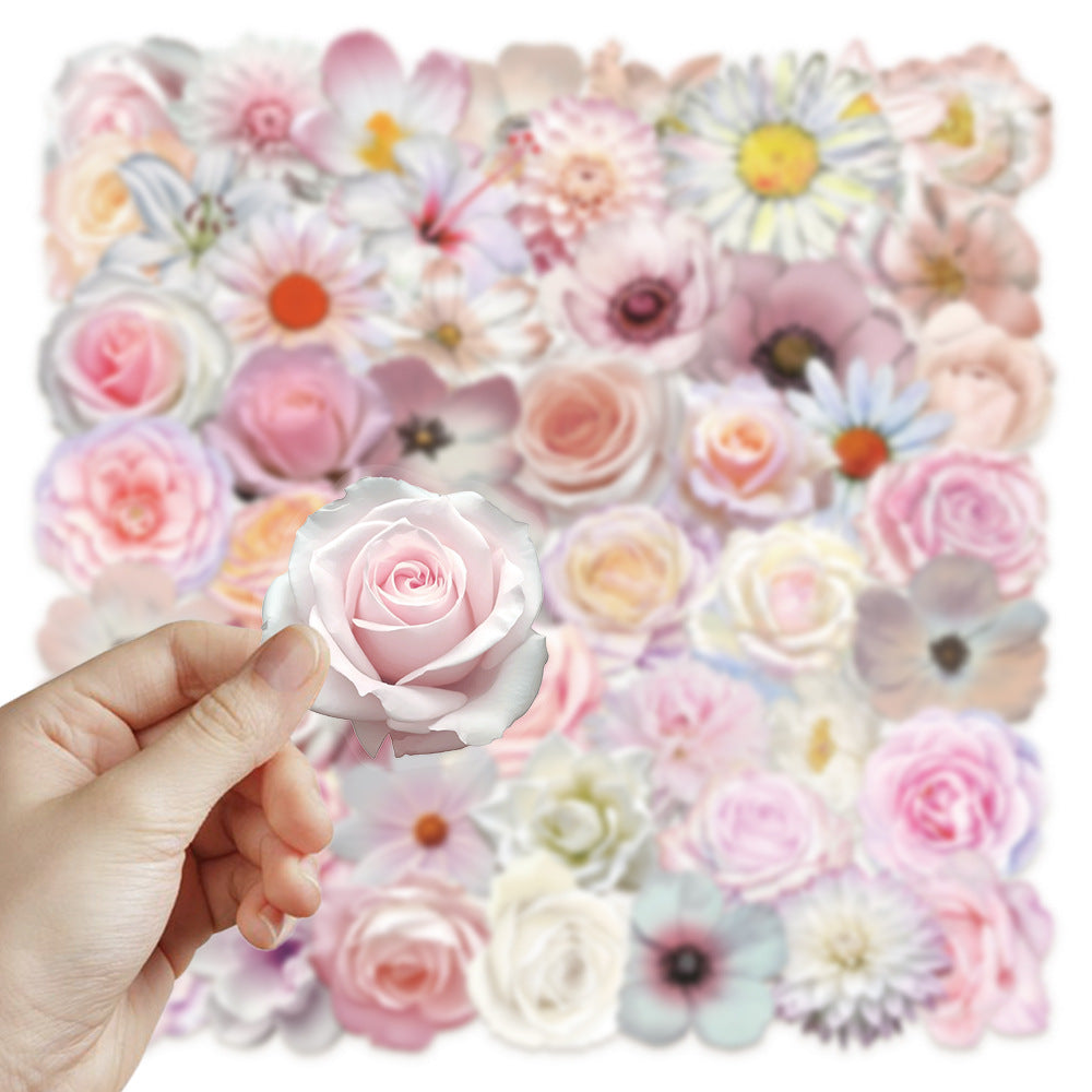 Pink Flower Stickers 50 psc