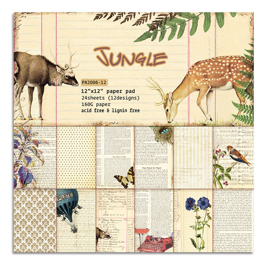 Jungle Pattern Background Paper - 24 Sheets - ViktaShop