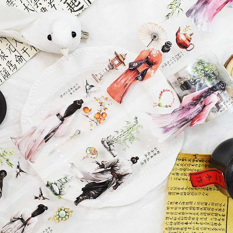 Ancient Chinese Men PET Tape – Transparent Special Oil Decorative Tape - 2m - ViktaShop