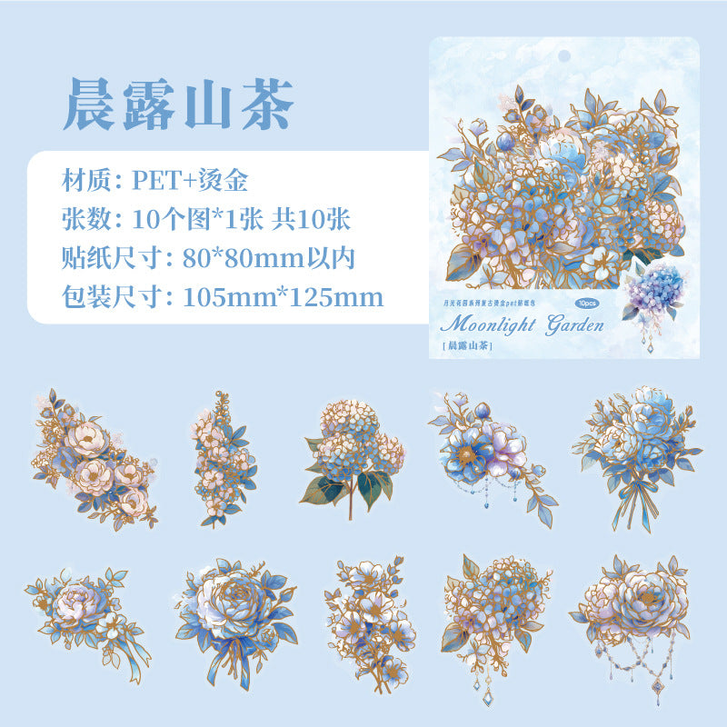 Moonlight Garden Series Retro Pet Stickers 6 Styles 10 psc