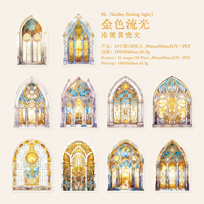 Colorful Glass Window – PET Sticker Pack, 6 Designs, 20 Pcs - ViktaShop