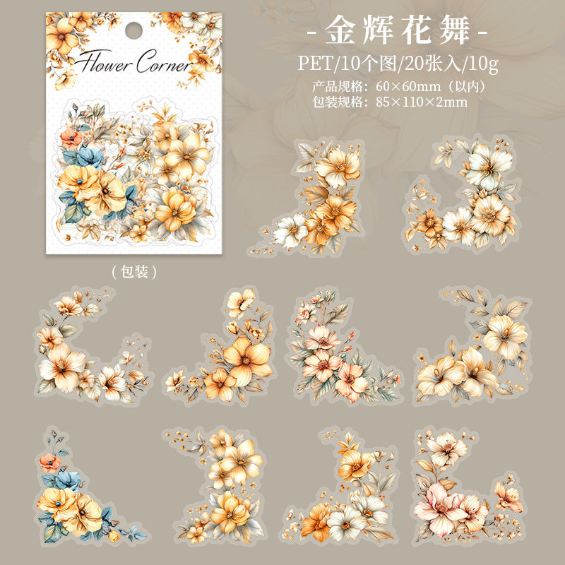 PET Sticker - Flower Edge Series, 20 Pcs - ViktaShop