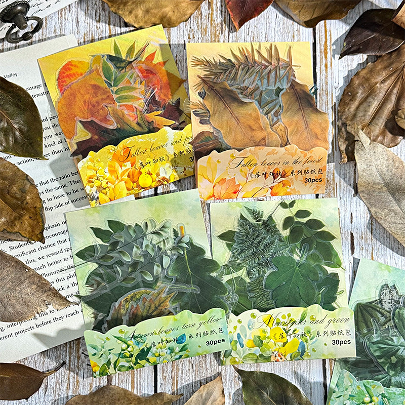 Cross-border Fallen Leaves Series Retro Collage Stickers 6 Options - ViktaShop