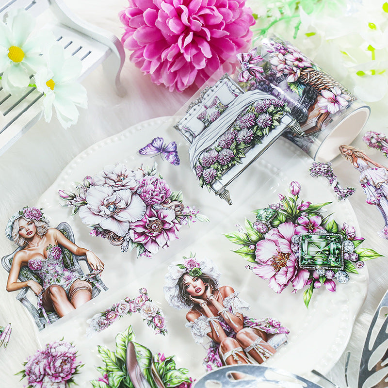 Cloud Flower PET Tape – Wave, Island, Girl Character Series - ViktaShop