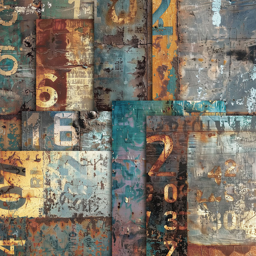 Rustic Metal Paper DIY Background Pattern Paper, 8 Sheets - ViktaShop