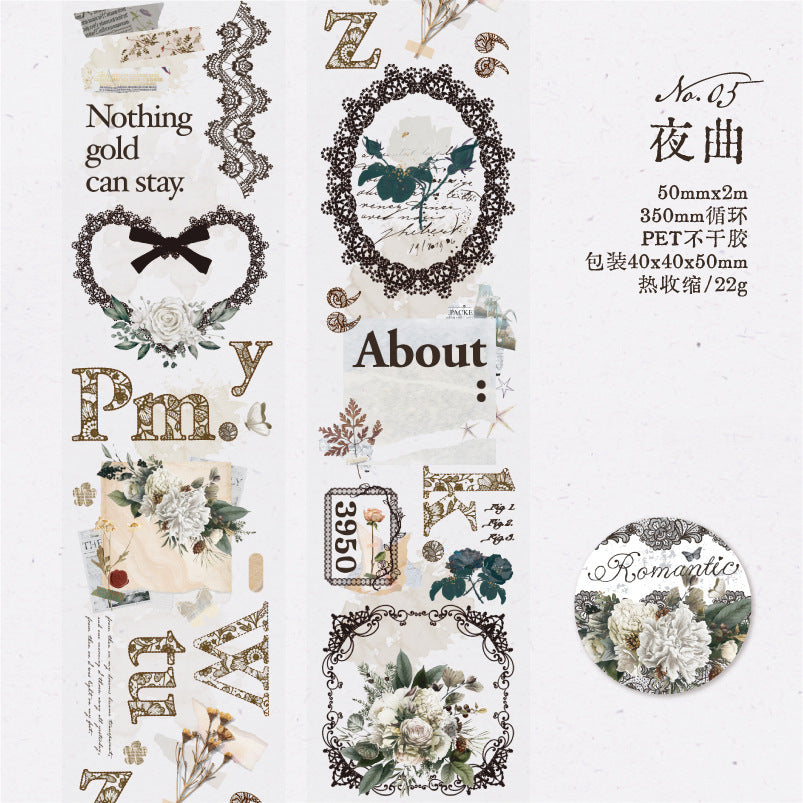 Dark Night Song PET Tape – Lace Series, 350mm - ViktaShop
