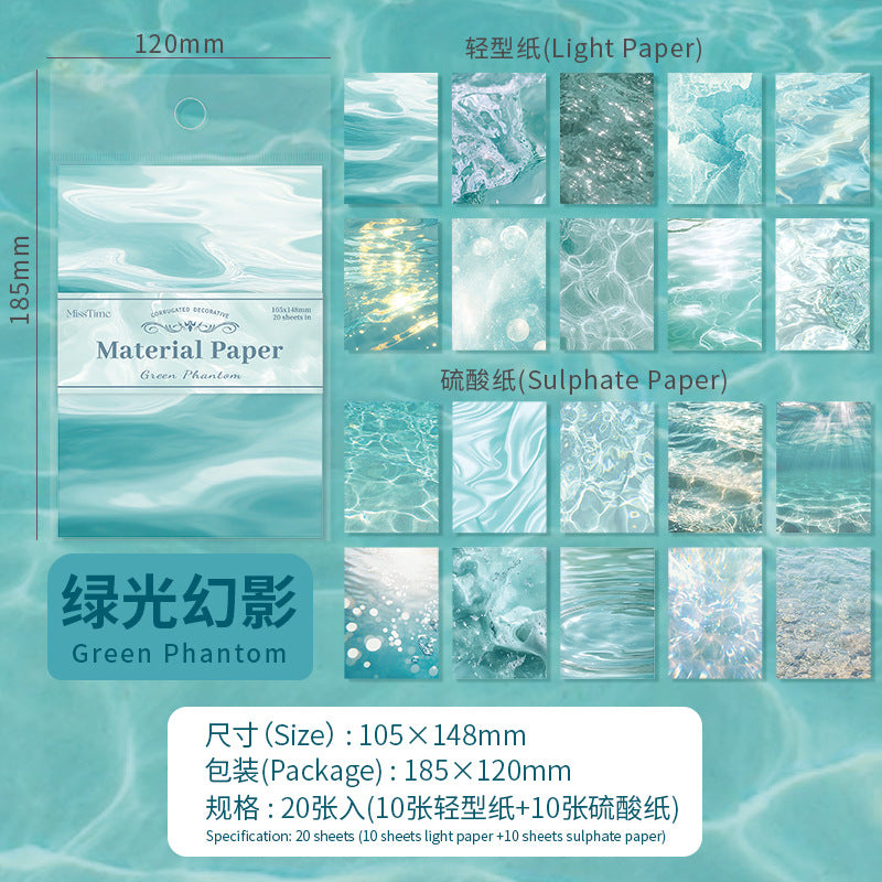 Sunlight Shadow Series Decorative Paper – Water Wave Background, 20 Sheets - ViktaShop