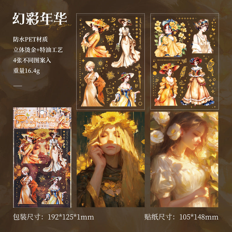 Girls vintage character PET Stickersr